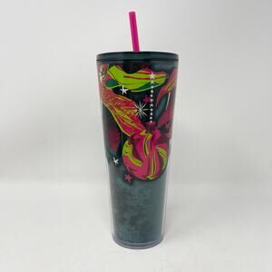 Starbucks Holiday 2023 Green Velvet Lined Tumbler Cup w/Straw‎